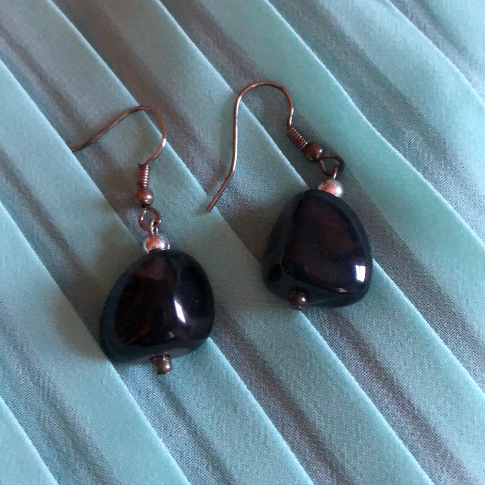 Black stone earrings